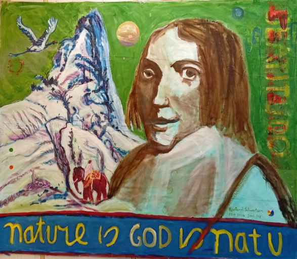 Spinoza en de berg, schilderij van Roeland Schweitzer